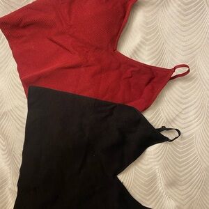 Waist snatching- Red and Black Ribbed Tank Tops/Active Wear Tops